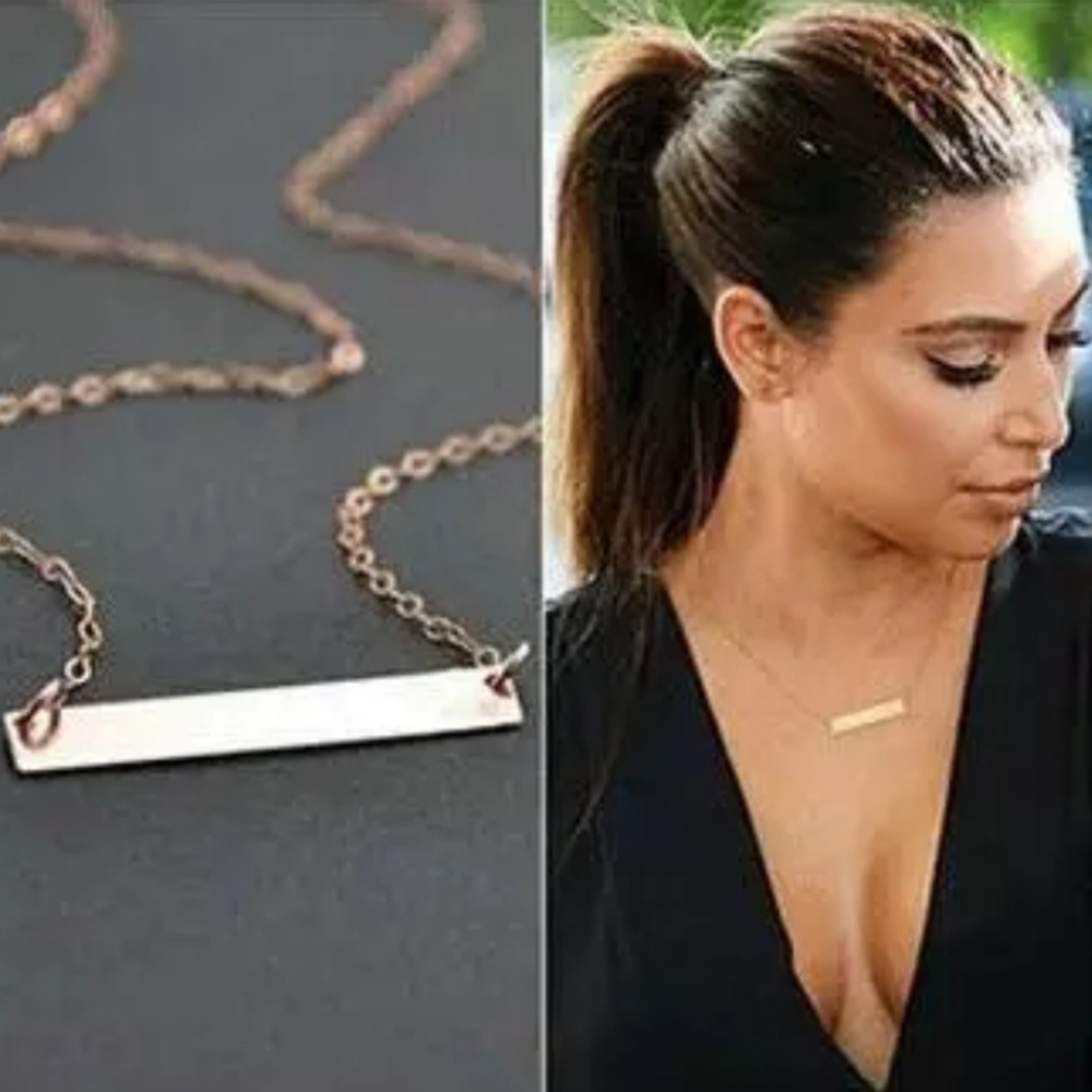 Bar Chain Necklace Gold or Silver